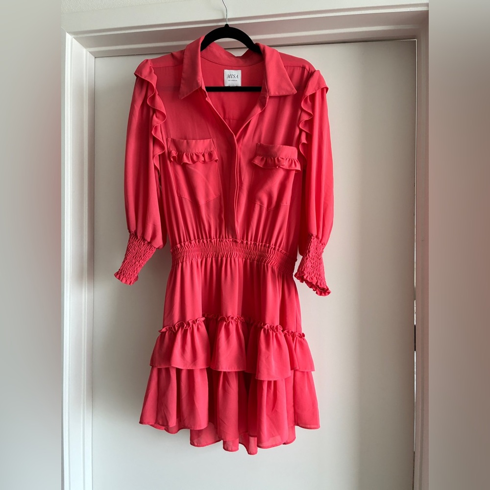 Misa Los Angeles Pink Ruffled Dress